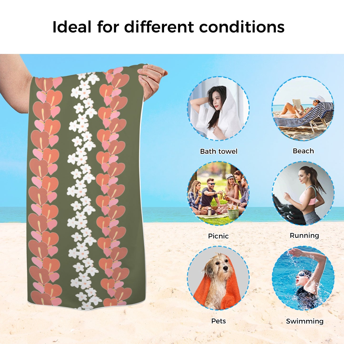 BLOOM TOWEL Quick-Dry Beach Towel