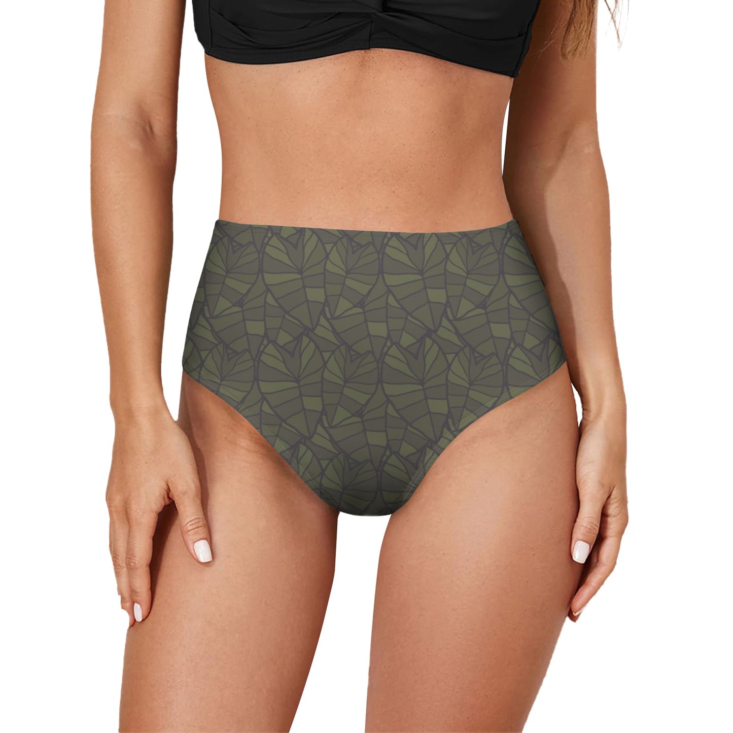 LA'ALOA High-Waisted Bikini Bottom in KAMO KALO