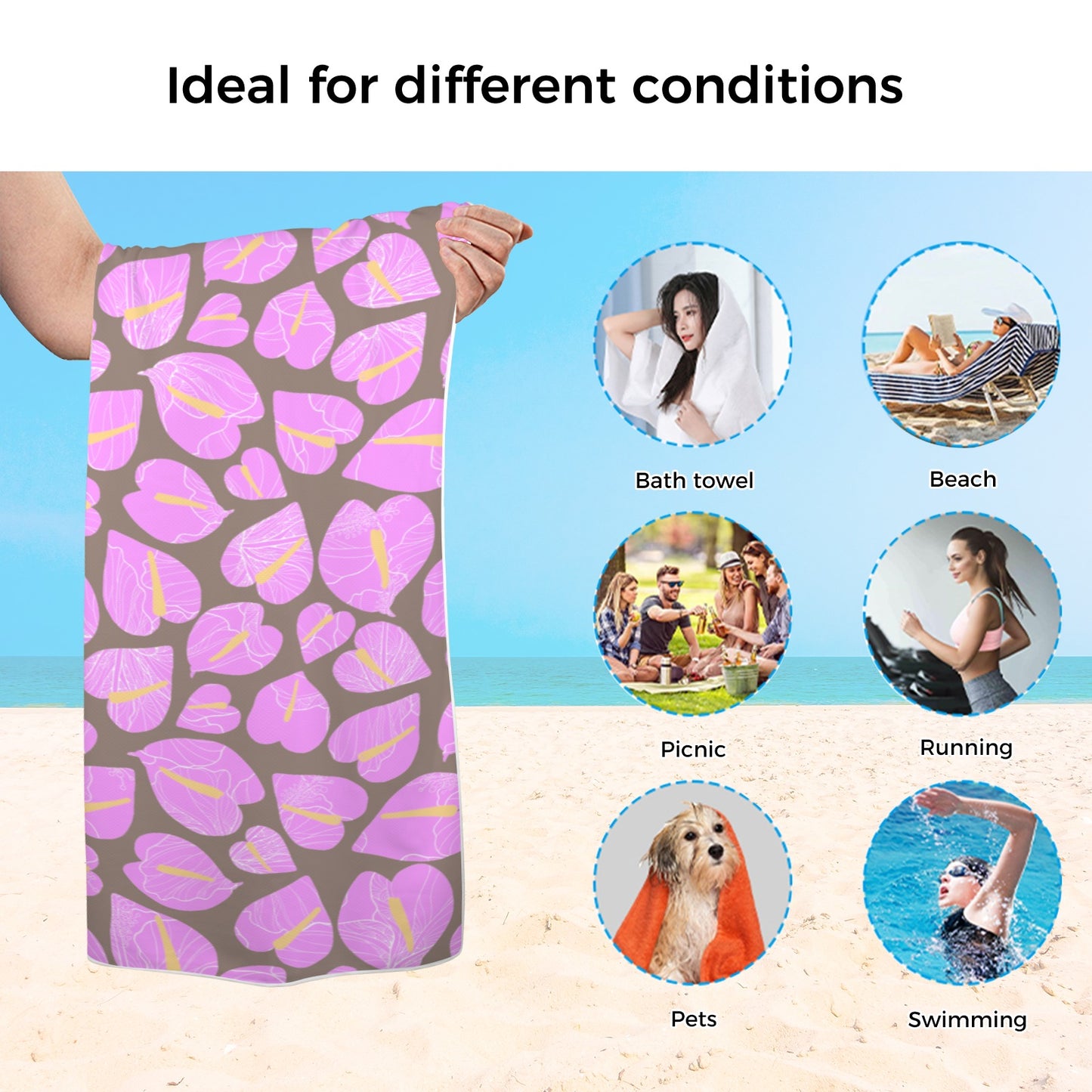 Quick-Dry Beach Towel in UBE LATTE