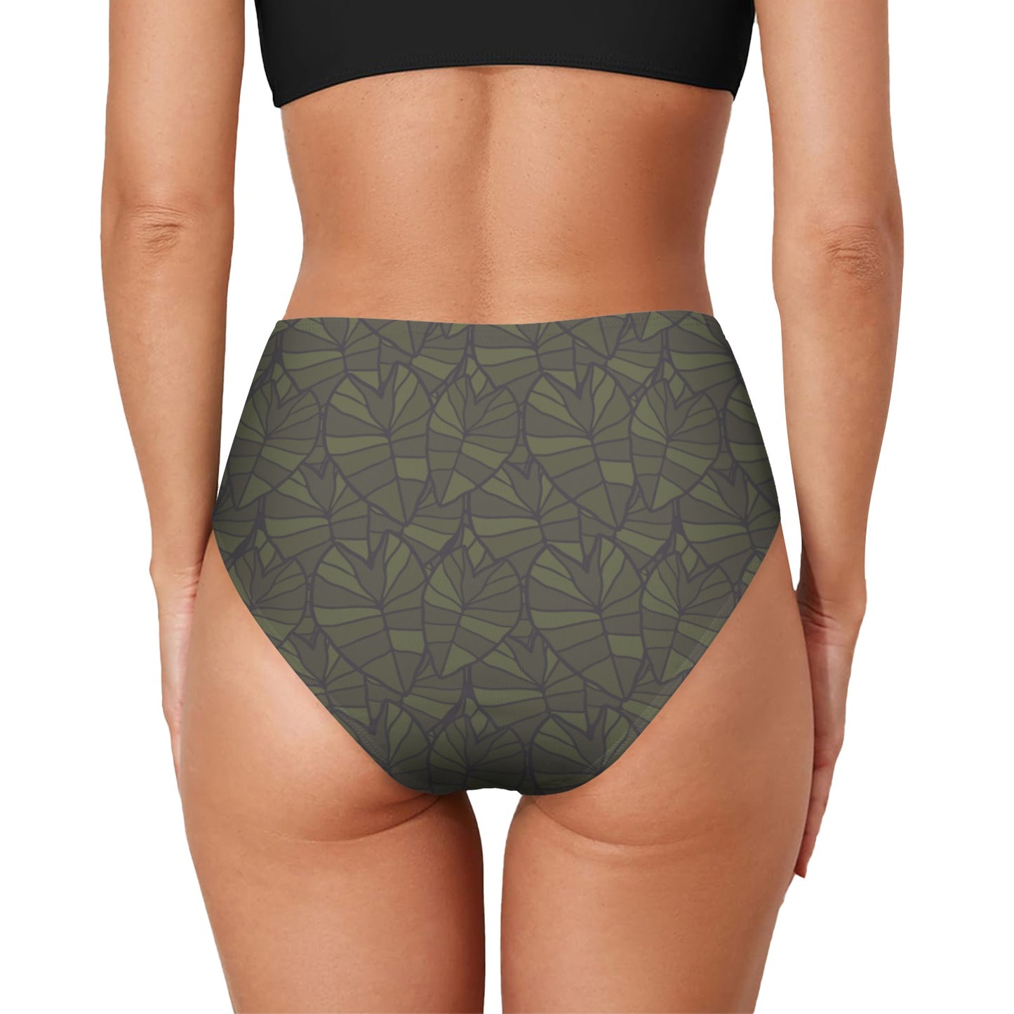 LA'ALOA High-Waisted Bikini Bottom in KAMO KALO