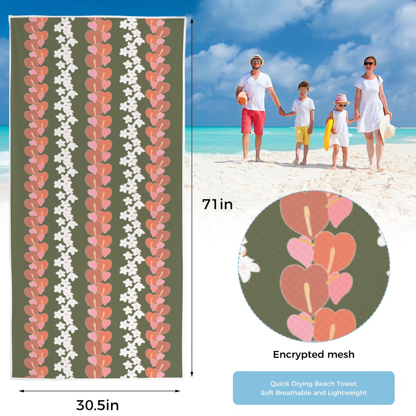 BLOOM TOWEL Quick-Dry Beach Towel