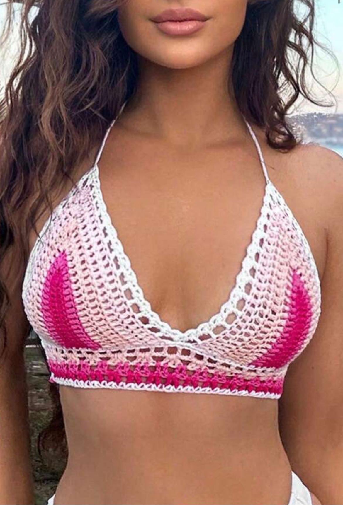 Ombré Pink Boho Crocheted Top