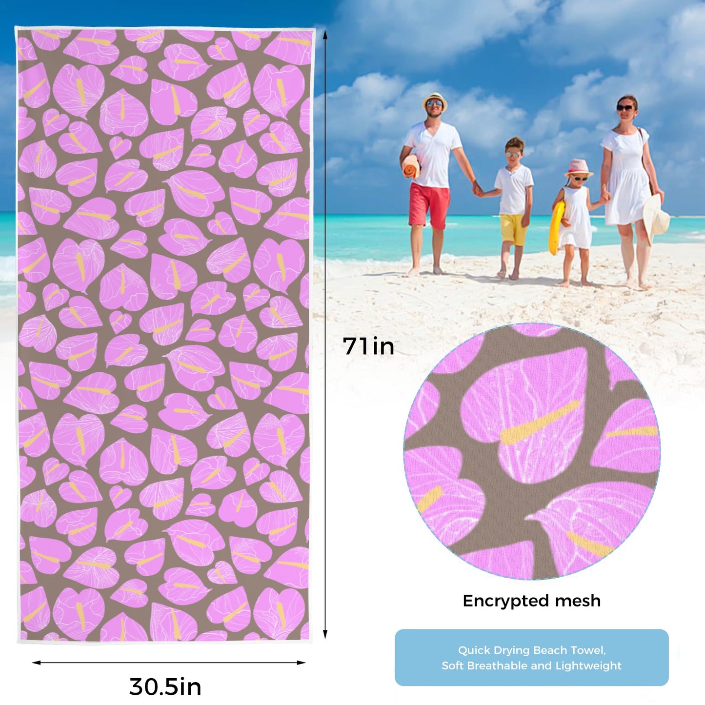 Quick-Dry Beach Towel in UBE LATTE